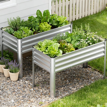 2 Pack Planter Box with Trellis and Wheels, 48In Elevated Raised Garden Bed, Drainage Holes, Outdoor Lattice for Climbing Flowers, Vegetables, Patio Balcony, Brown