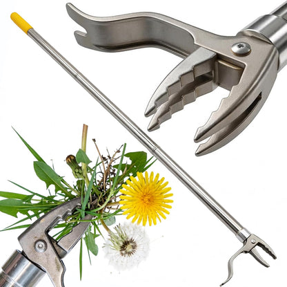 Metal Stand Up Weed Puller Tool - 48" Garden Weeding Tool, Foot Platform Design - 4 Claw Strong Steel Head Weeder Tool, Smoothly Remove Weeds Without Kneeling - All Steel Construction