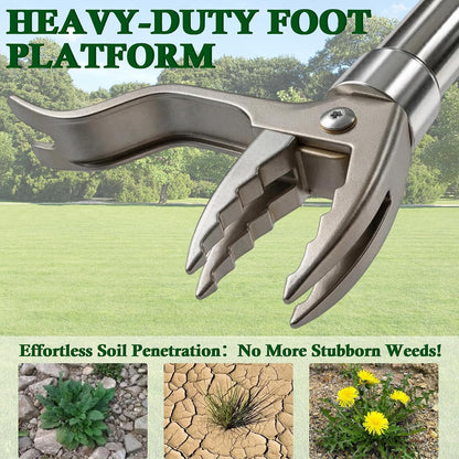 Metal Stand Up Weed Puller Tool - 48" Garden Weeding Tool, Foot Platform Design - 4 Claw Strong Steel Head Weeder Tool, Smoothly Remove Weeds Without Kneeling - All Steel Construction