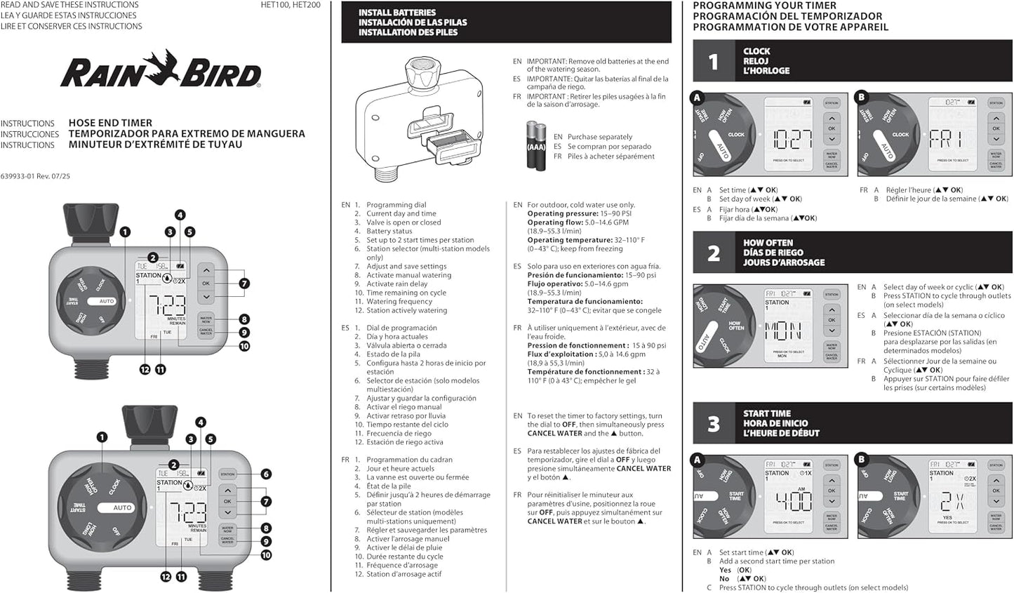 HET100 Electronic Digital Hose End Timer, 3/4"