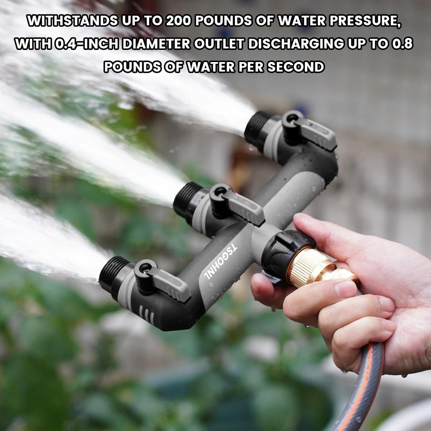 2 Way Garden Hose Splitter, 3/4 Inch Outdoor Faucet Splitter, Hose Manifold with Independent Shut Off Valves, Wide Spacing for Hose Timers, Sprinklers, Lawn, Yard and Garden Watering - Red