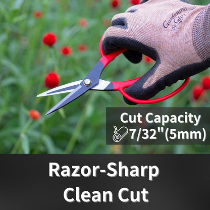 Garden Scissors 6.5” Razor Sharp Japanese Carbon Steel Blade, All Purpose Garden Shears for Trimming Bonsai, Flowers, Plants, Made in JAPAN