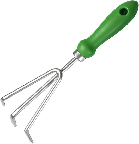 Garden Rake Soil Tiller, Stainless Steel Claw Gardening Tools Hand Rake