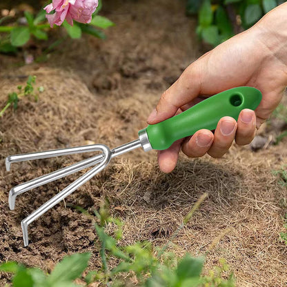 Garden Rake Soil Tiller, Stainless Steel Claw Gardening Tools Hand Rake