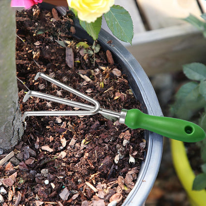 Garden Rake Soil Tiller, Stainless Steel Claw Gardening Tools Hand Rake