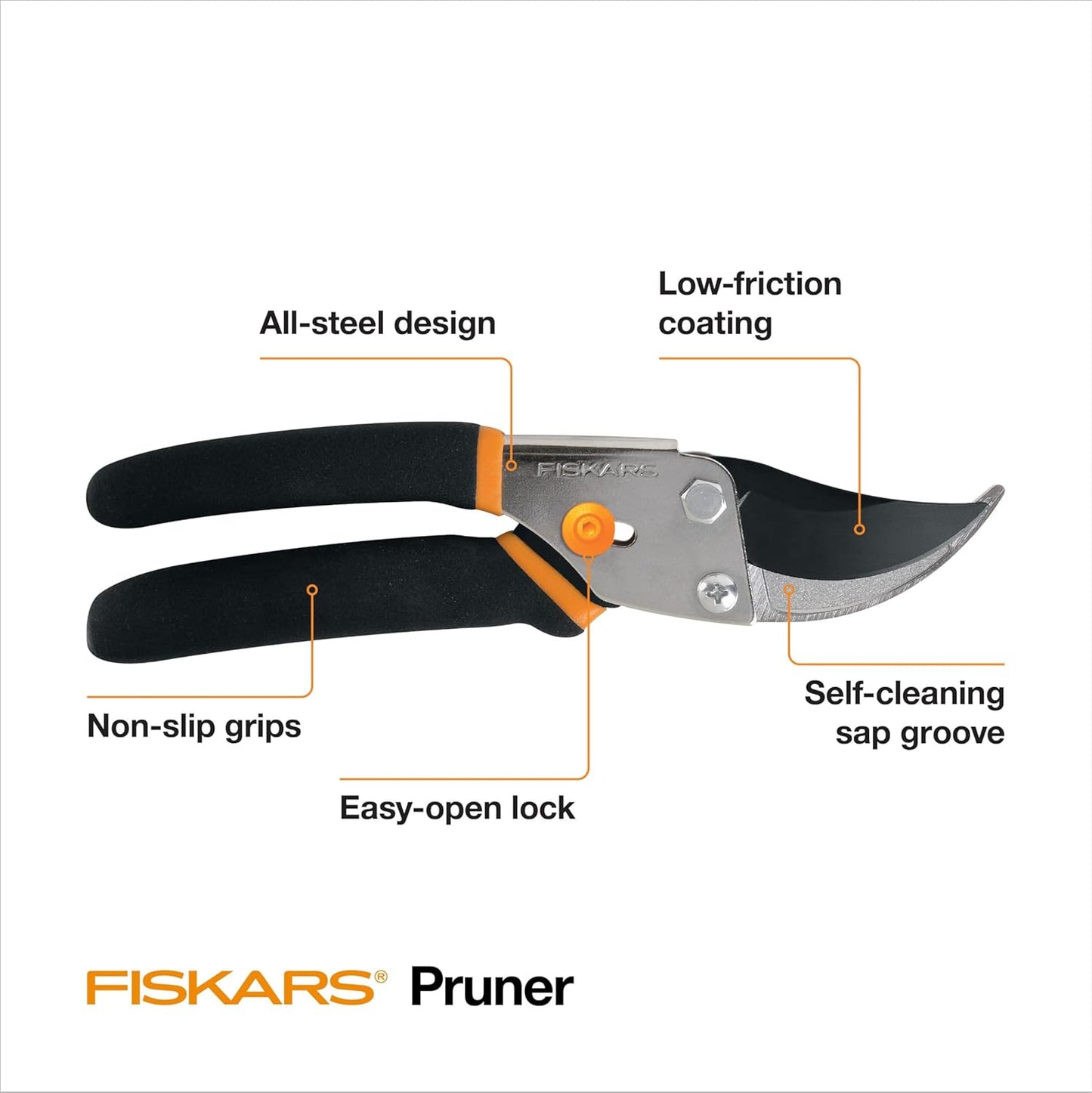Bypass Pruning Shears, 5/8" Cut Capacity Garden Clippers