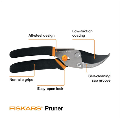 Bypass Pruning Shears, 5/8" Cut Capacity Garden Clippers