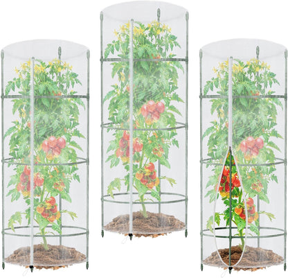 Garden Netting for Tomato Plants, Round Tomato Cage Plant Cover with Zipper
