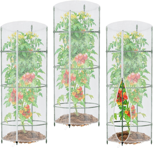 Garden Netting for Tomato Plants, Round Tomato Cage Plant Cover with Zipper