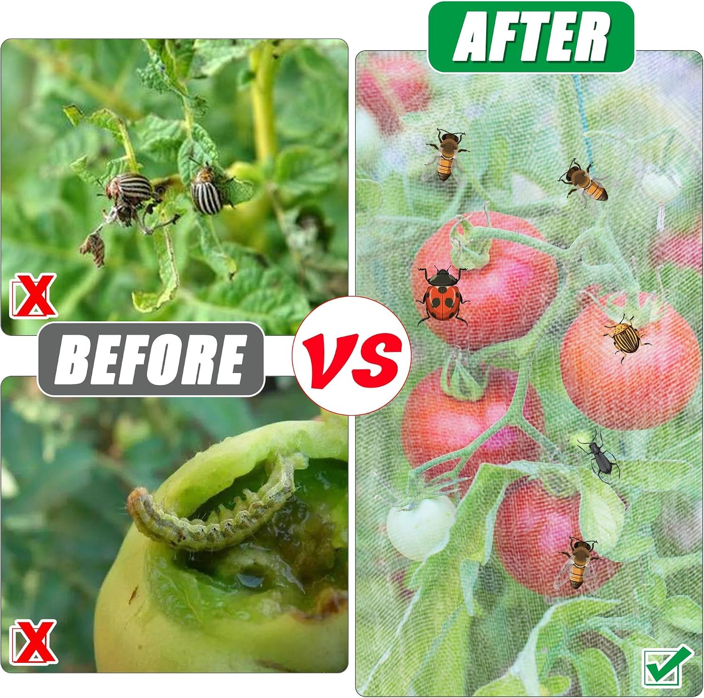 Garden Netting for Tomato Plants, Round Tomato Cage Plant Cover with Zipper