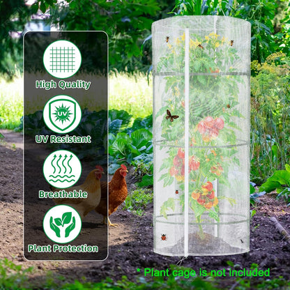 Garden Netting for Tomato Plants, Round Tomato Cage Plant Cover with Zipper