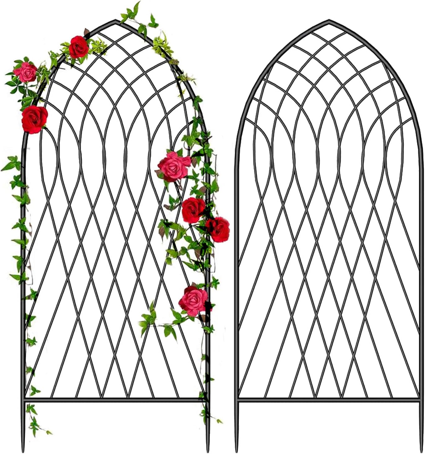 Amagabeli 2 Pack Large Garden Trellis for Climbing Plants 75” x 31” Heavy Duty Rustproof Black Iron Plant Trellis for Potted Plants Support Tall Wall Metal Trellis for Rose Vegetables Cucumber GT05