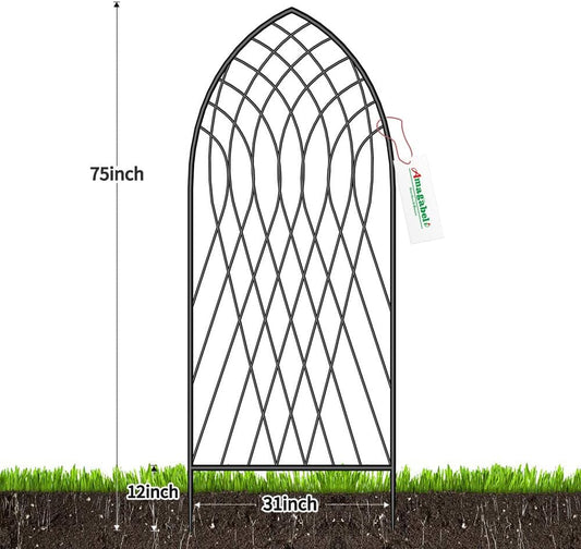 Amagabeli 2 Pack Large Garden Trellis for Climbing Plants 75” x 31” Heavy Duty Rustproof Black Iron Plant Trellis for Potted Plants Support Tall Wall Metal Trellis for Rose Vegetables Cucumber GT05