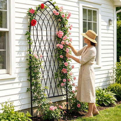 Amagabeli 2 Pack Large Garden Trellis for Climbing Plants 75” x 31” Heavy Duty Rustproof Black Iron Plant Trellis for Potted Plants Support Tall Wall Metal Trellis for Rose Vegetables Cucumber GT05