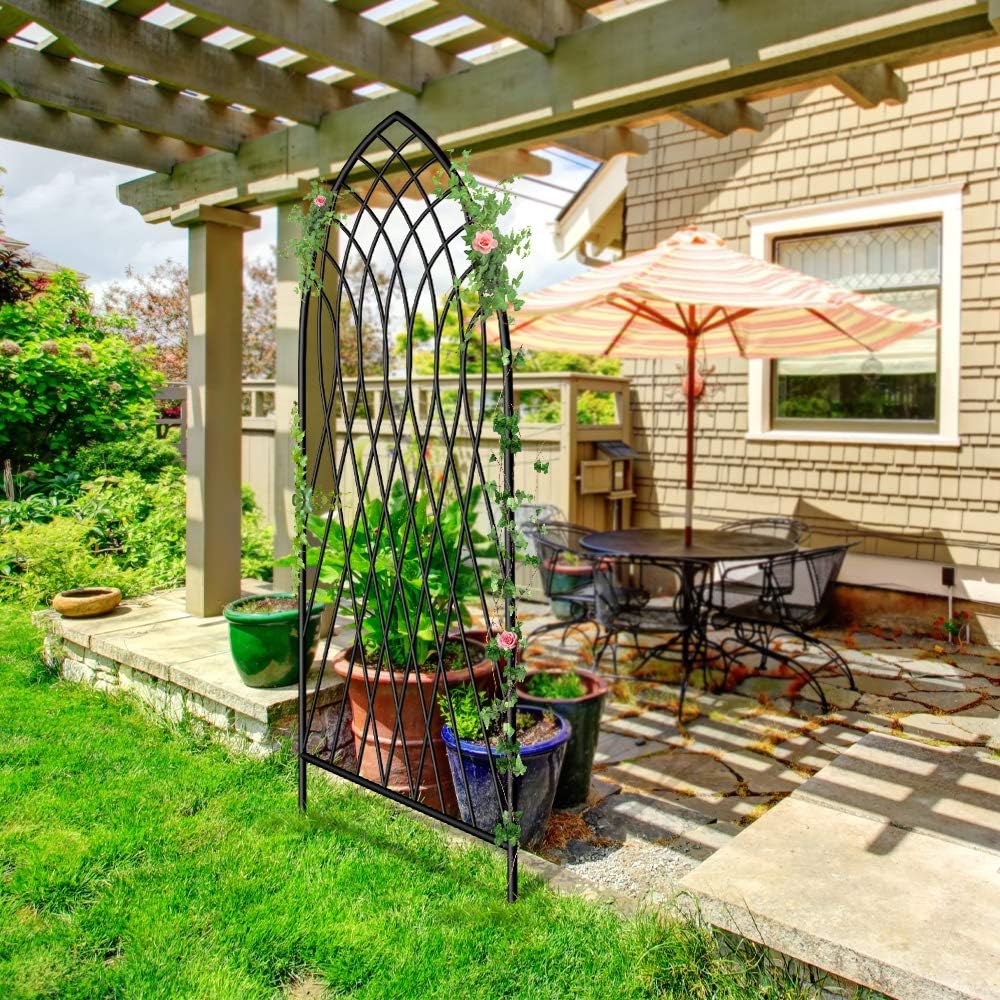 Amagabeli 2 Pack Large Garden Trellis for Climbing Plants 75” x 31” Heavy Duty Rustproof Black Iron Plant Trellis for Potted Plants Support Tall Wall Metal Trellis for Rose Vegetables Cucumber GT05