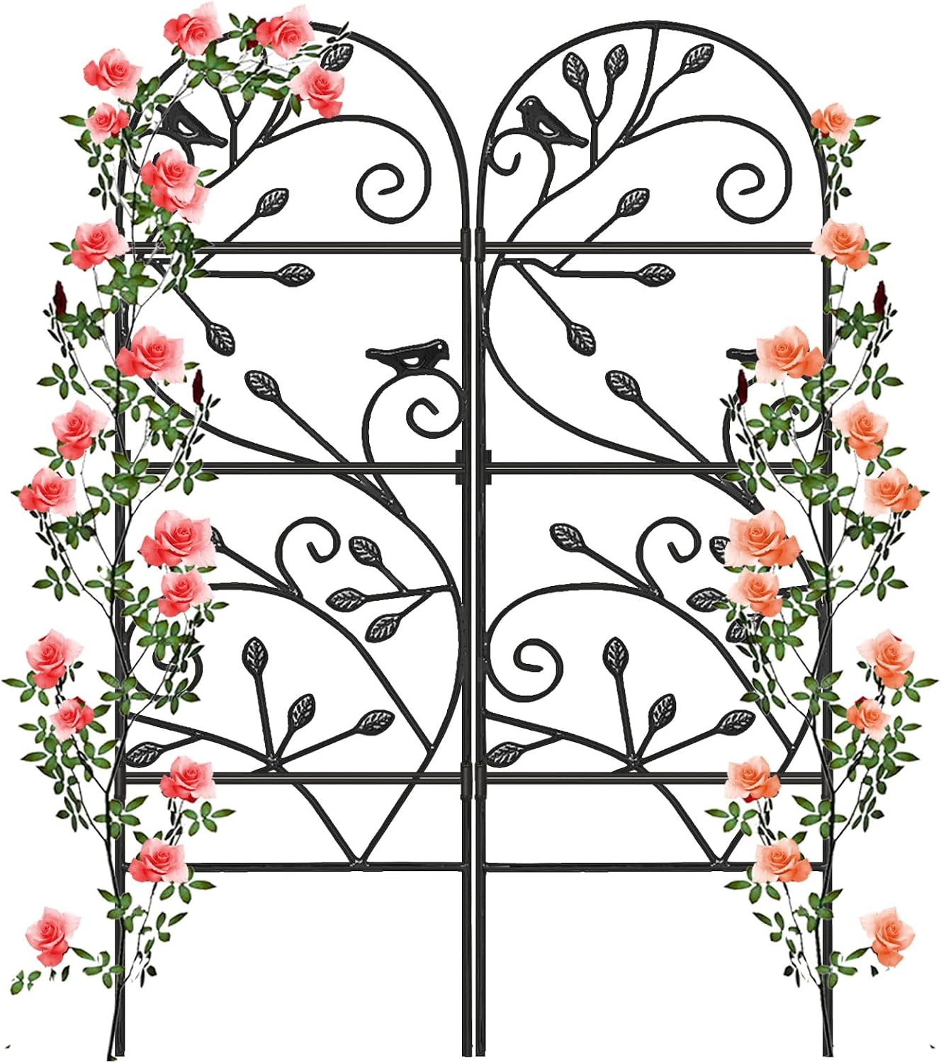 Amagabeli 2 Pack Large Garden Trellis for Climbing Plants 75” x 31” Heavy Duty Rustproof Black Iron Plant Trellis for Potted Plants Support Tall Wall Metal Trellis for Rose Vegetables Cucumber GT05