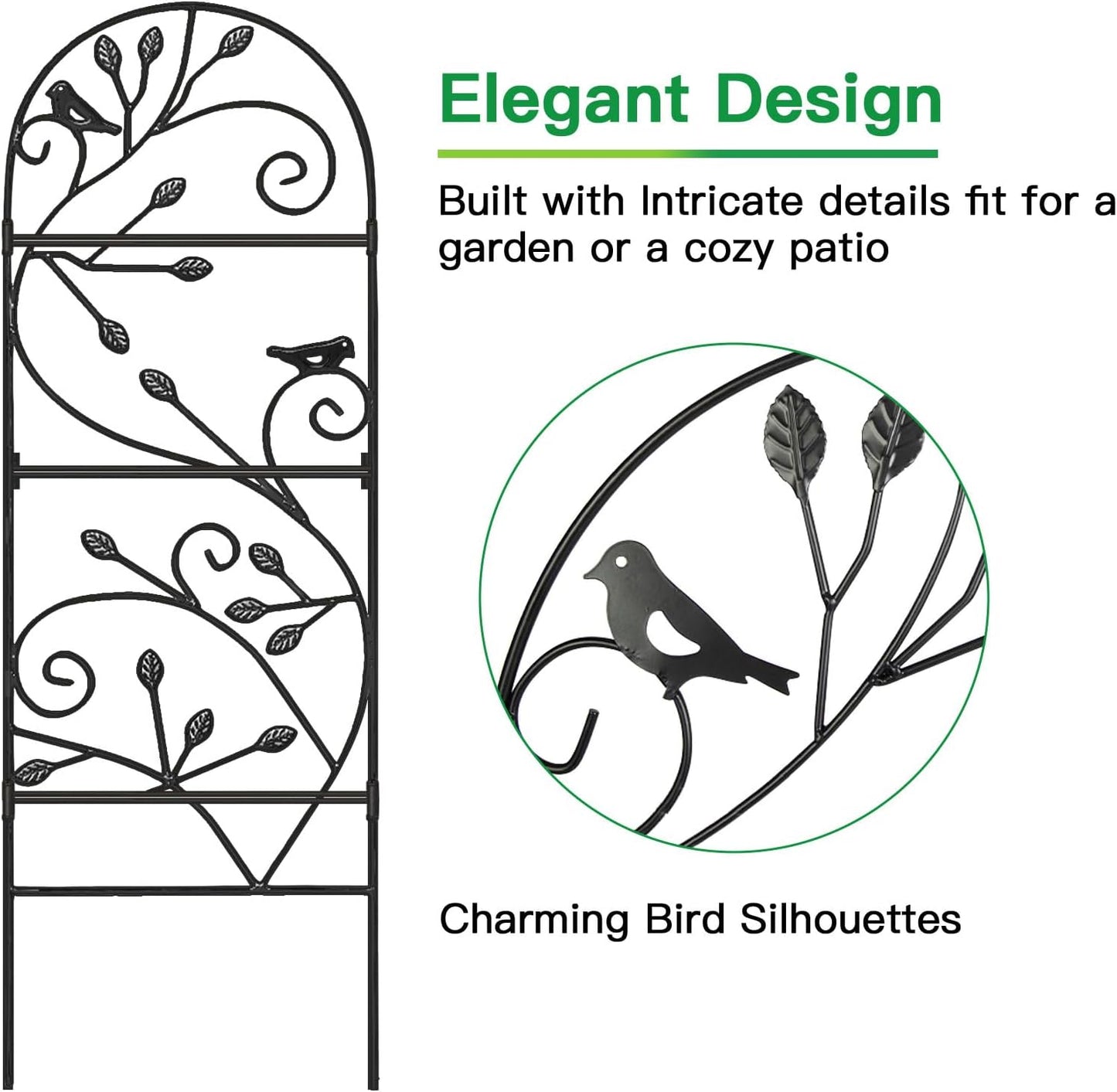 Amagabeli 2 Pack Large Garden Trellis for Climbing Plants 75” x 31” Heavy Duty Rustproof Black Iron Plant Trellis for Potted Plants Support Tall Wall Metal Trellis for Rose Vegetables Cucumber GT05