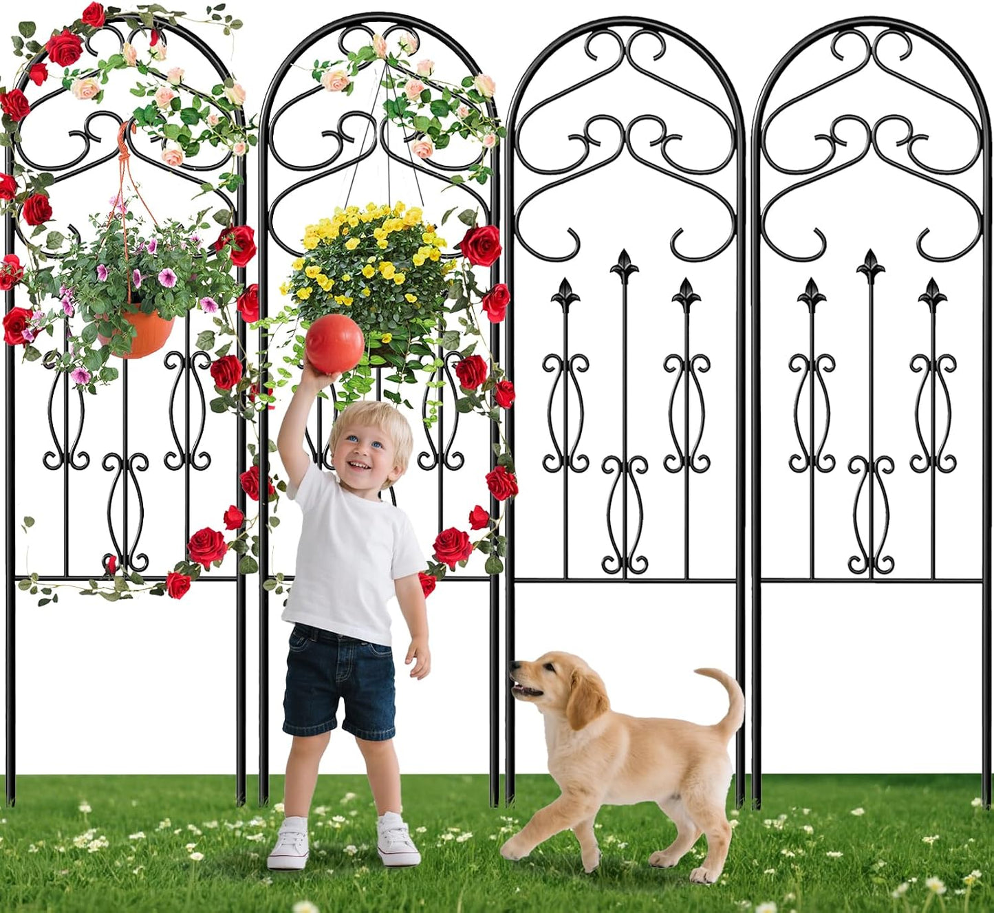 Amagabeli 2 Pack Large Garden Trellis for Climbing Plants 75” x 31” Heavy Duty Rustproof Black Iron Plant Trellis for Potted Plants Support Tall Wall Metal Trellis for Rose Vegetables Cucumber GT05