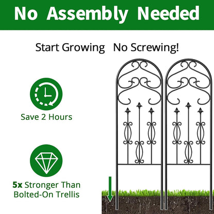 Amagabeli 2 Pack Large Garden Trellis for Climbing Plants 75” x 31” Heavy Duty Rustproof Black Iron Plant Trellis for Potted Plants Support Tall Wall Metal Trellis for Rose Vegetables Cucumber GT05