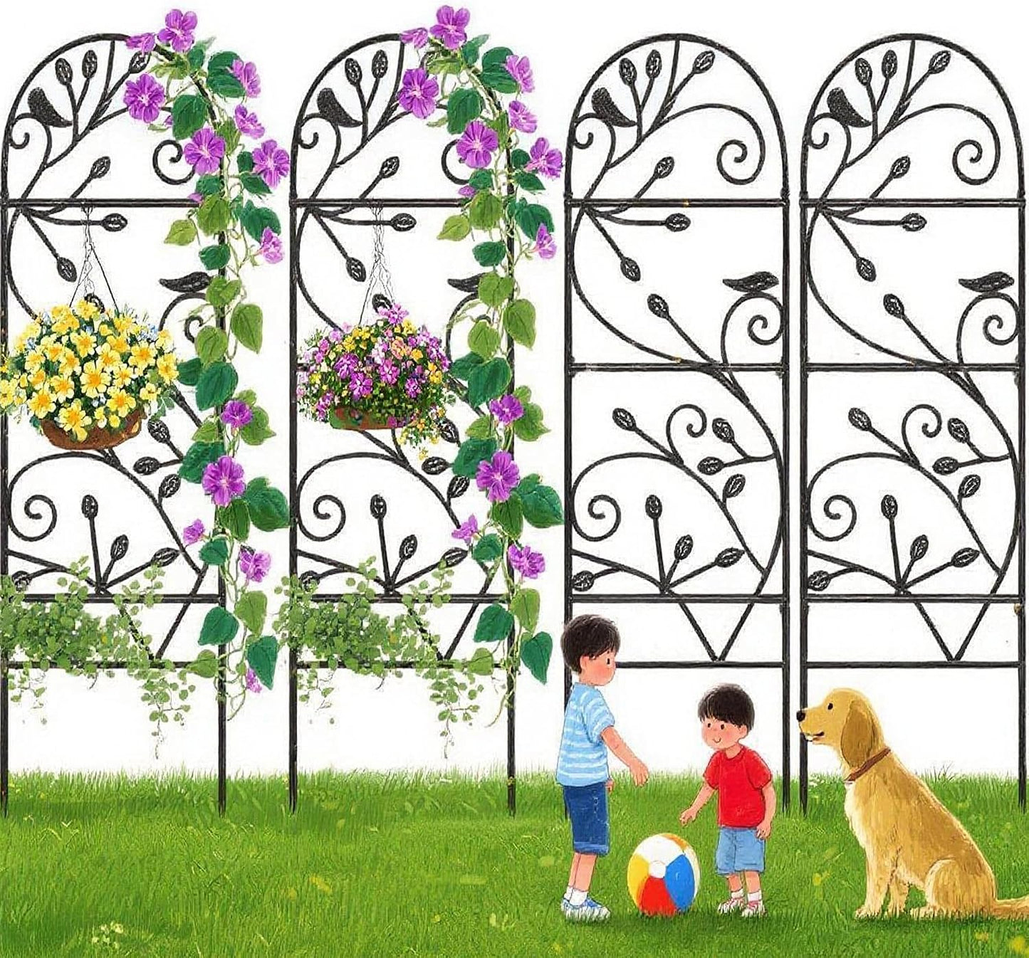 Amagabeli 2 Pack Large Garden Trellis for Climbing Plants 75” x 31” Heavy Duty Rustproof Black Iron Plant Trellis for Potted Plants Support Tall Wall Metal Trellis for Rose Vegetables Cucumber GT05