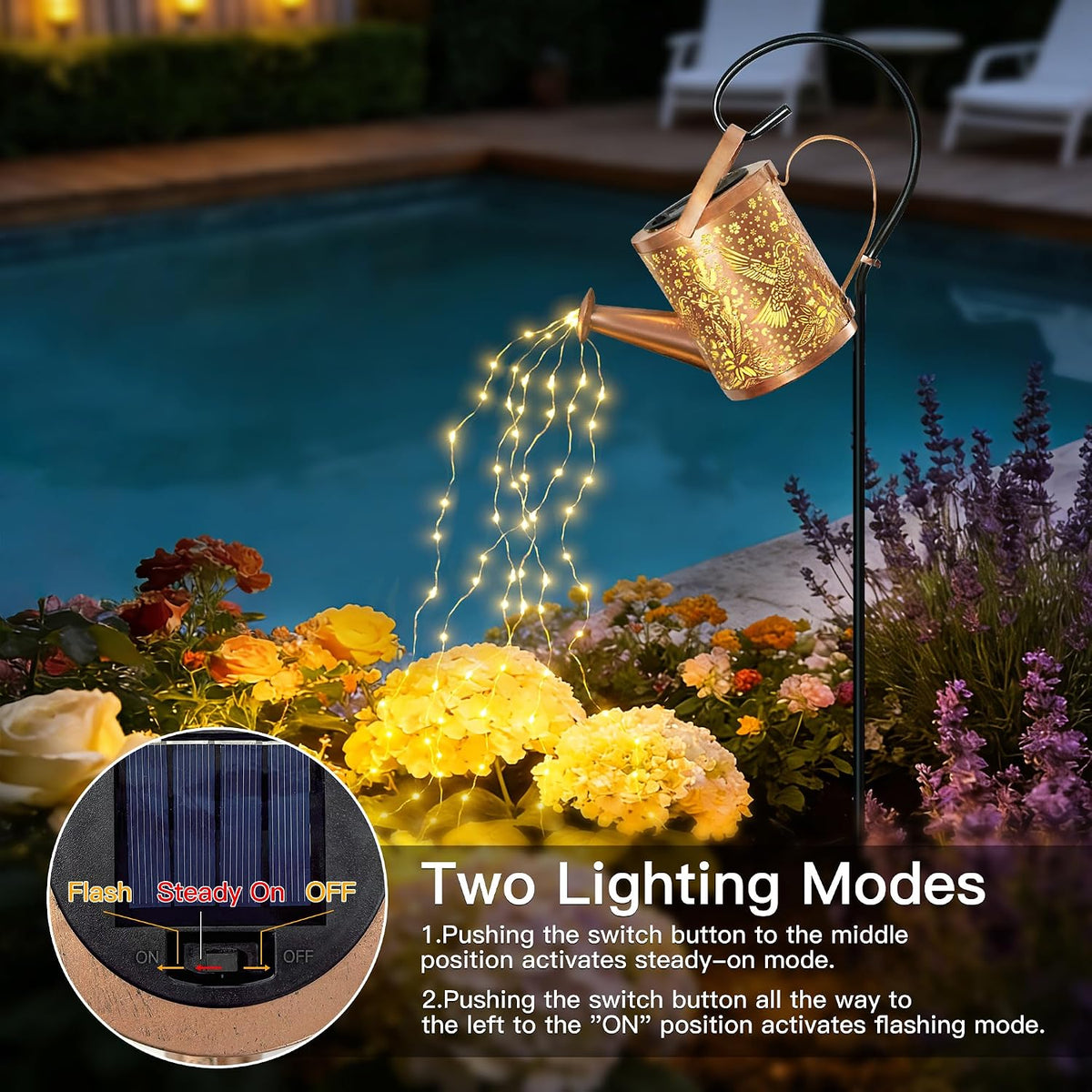 Solar Watering Can Lights Hummingbird, Garden Birthday Gifts for Women