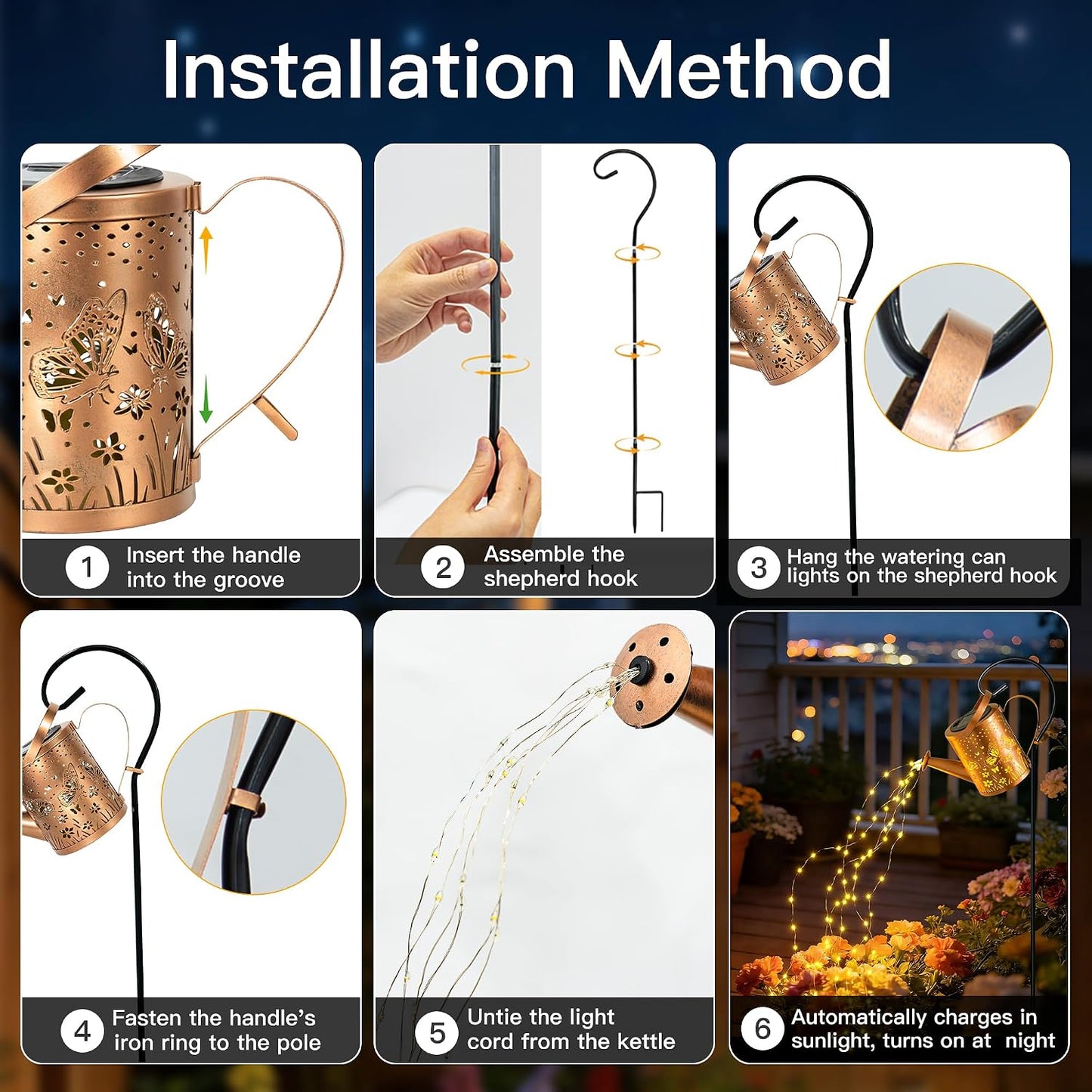 Solar Watering Can Lights Hummingbird, Garden Birthday Gifts for Women