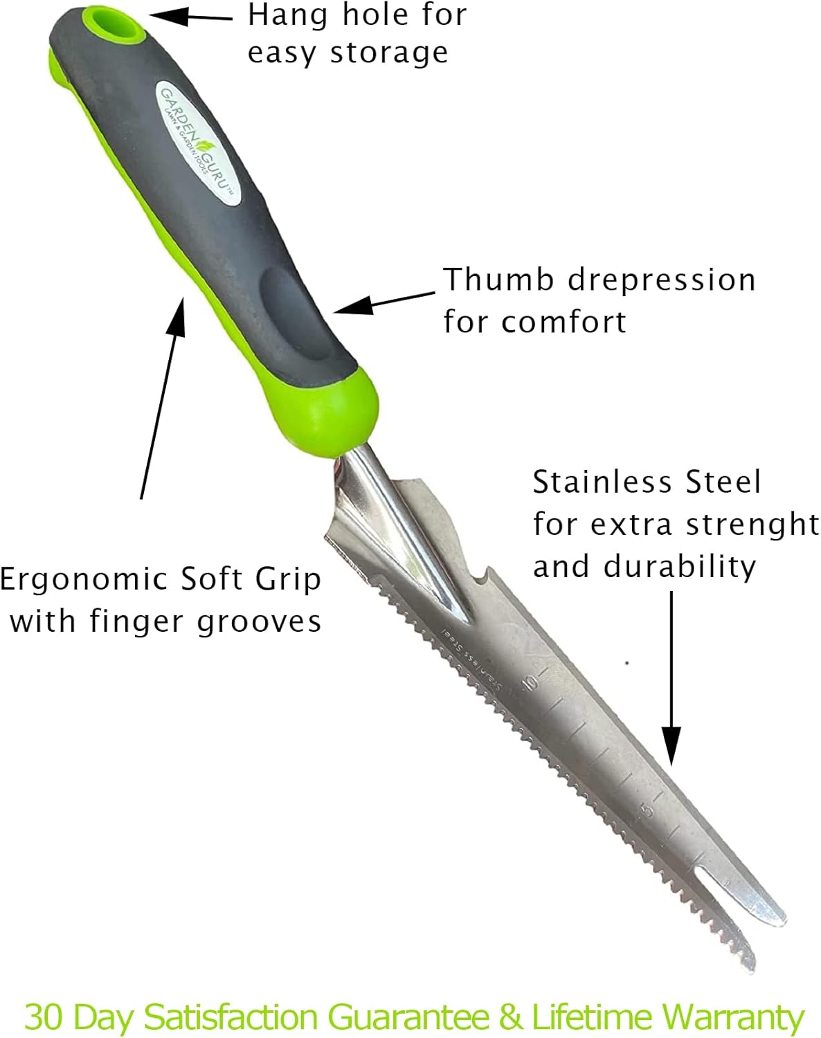 Hand Weeder Trowel with Ergonomic Handle – Stainless Steel Weeding & Digging Knife – Rust Resistant - Perfect for Weeding, Transplanting, Digging, Pruning, Cutting