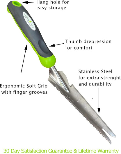 Hand Weeder Trowel with Ergonomic Handle – Stainless Steel Weeding & Digging Knife – Rust Resistant - Perfect for Weeding, Transplanting, Digging, Pruning, Cutting