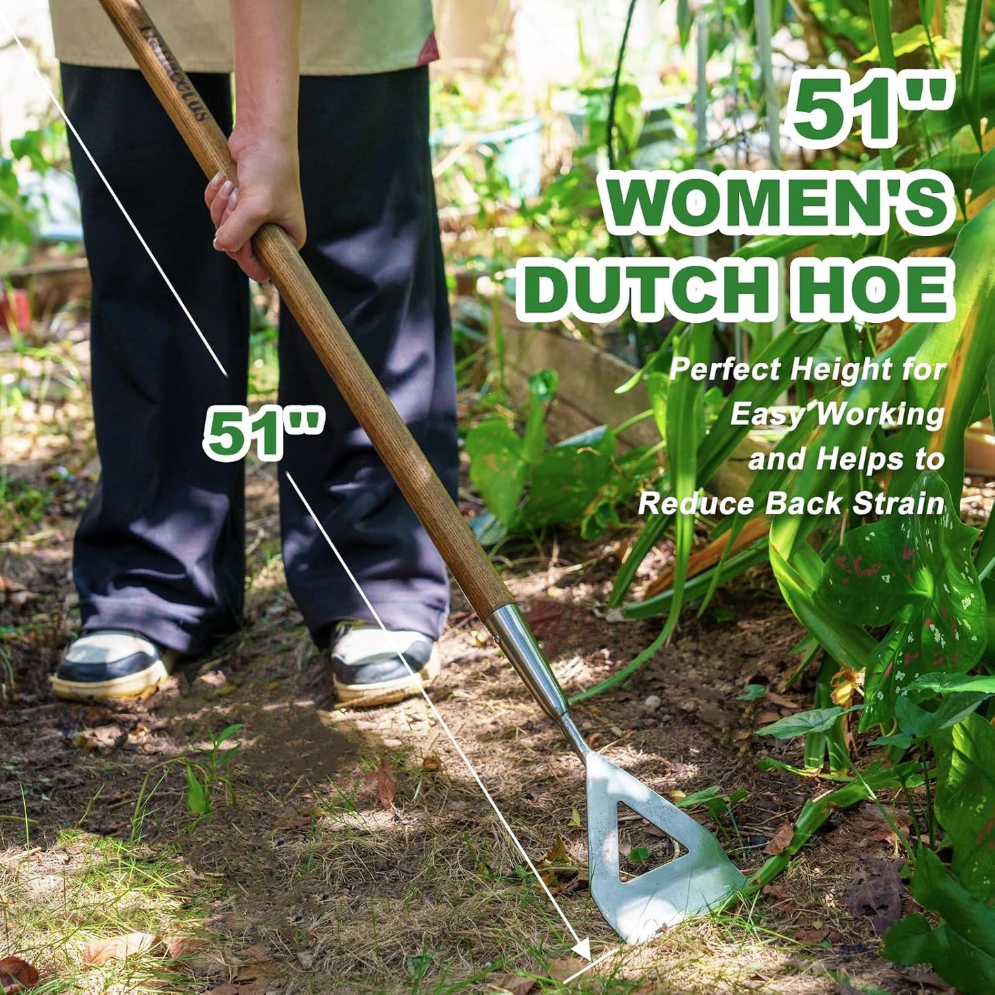 Women's Dutch Hoe, 51'' Long Handle Dutch Hoe Weeder for Weeds
