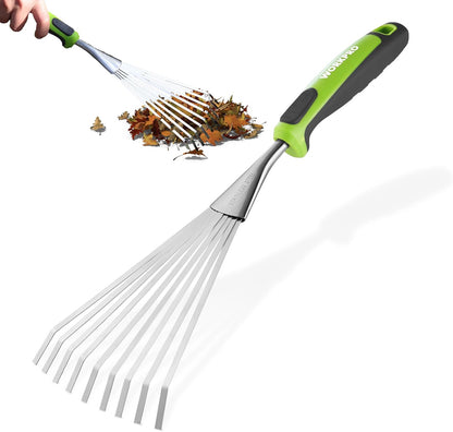 16" Hand Rake, Garden Rake with Soft Handle