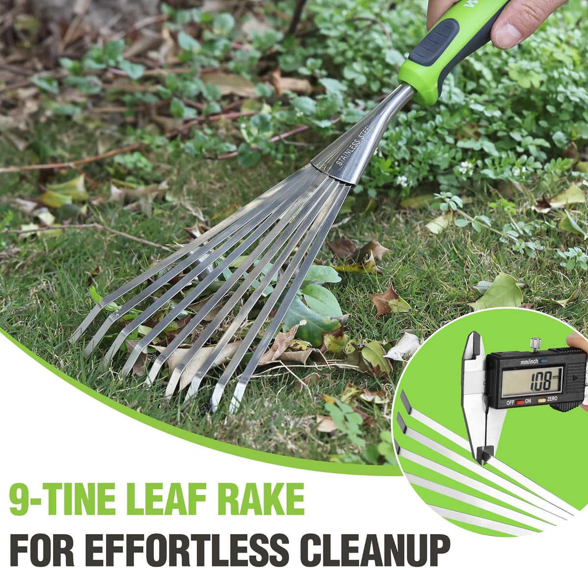 16" Hand Rake, Garden Rake with Soft Handle