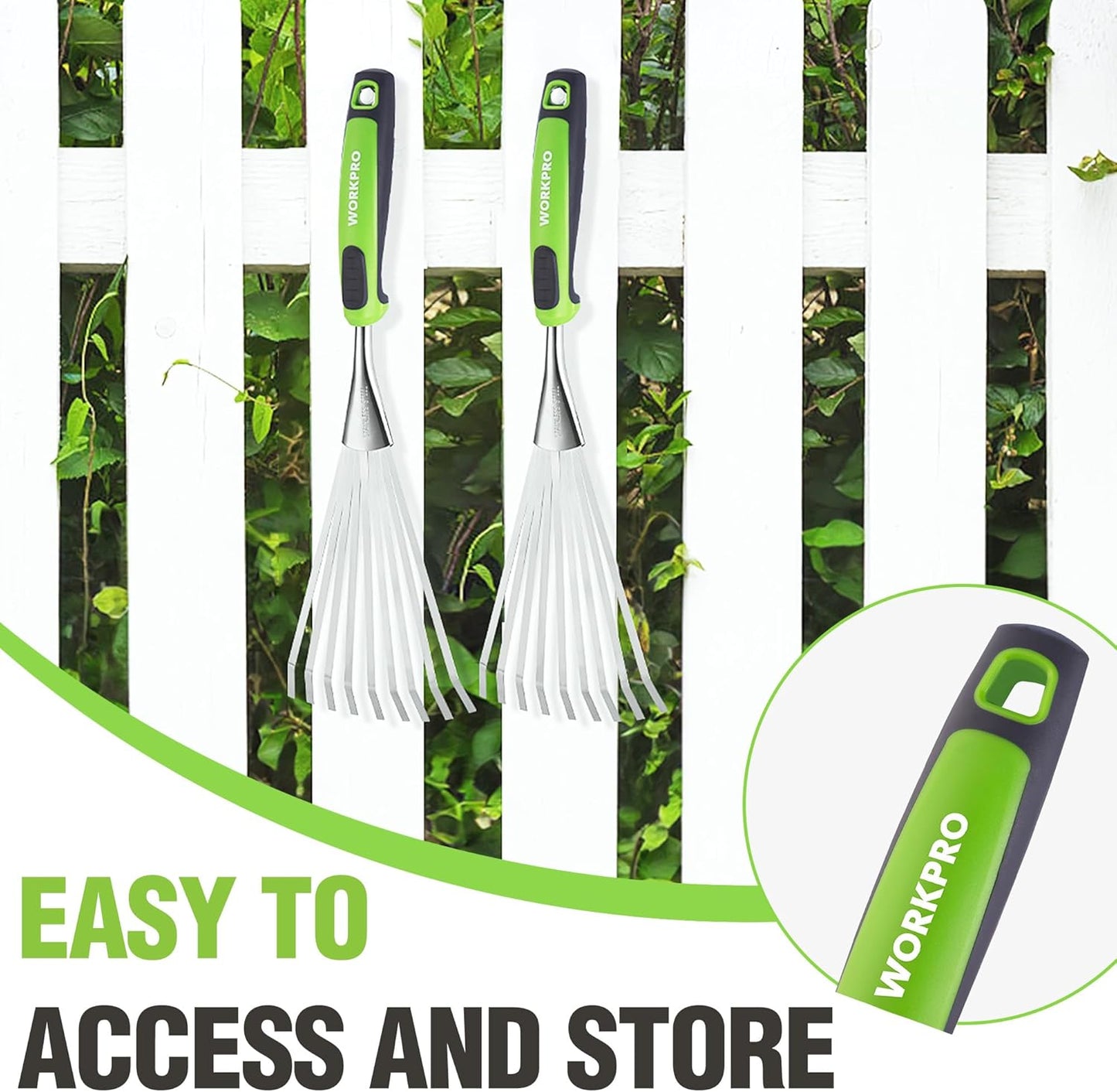 16" Hand Rake, Garden Rake with Soft Handle