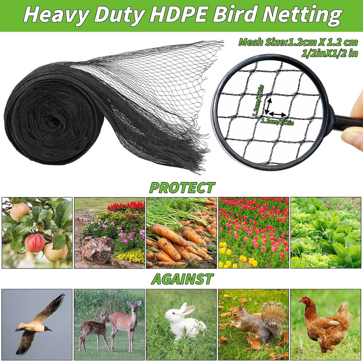 Garden Mesh Netting 20x30 FT Heavy Duty Garden Bird Net Mesh Pest Barrier Reusable Ultra Fine Deer Fence Netting Crops Row Cover Raised Bed Protect Fruits Flower Vegetables from Bird Deer Squirrel