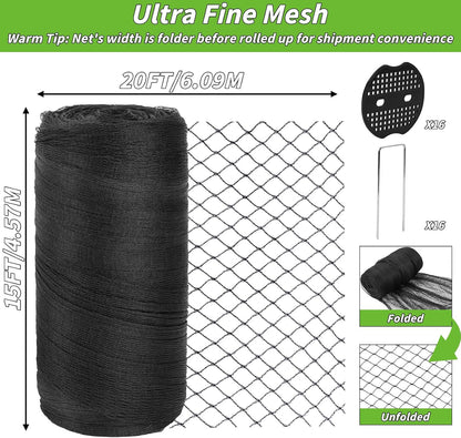 Garden Mesh Netting 20x30 FT Heavy Duty Garden Bird Net Mesh Pest Barrier Reusable Ultra Fine Deer Fence Netting Crops Row Cover Raised Bed Protect Fruits Flower Vegetables from Bird Deer Squirrel