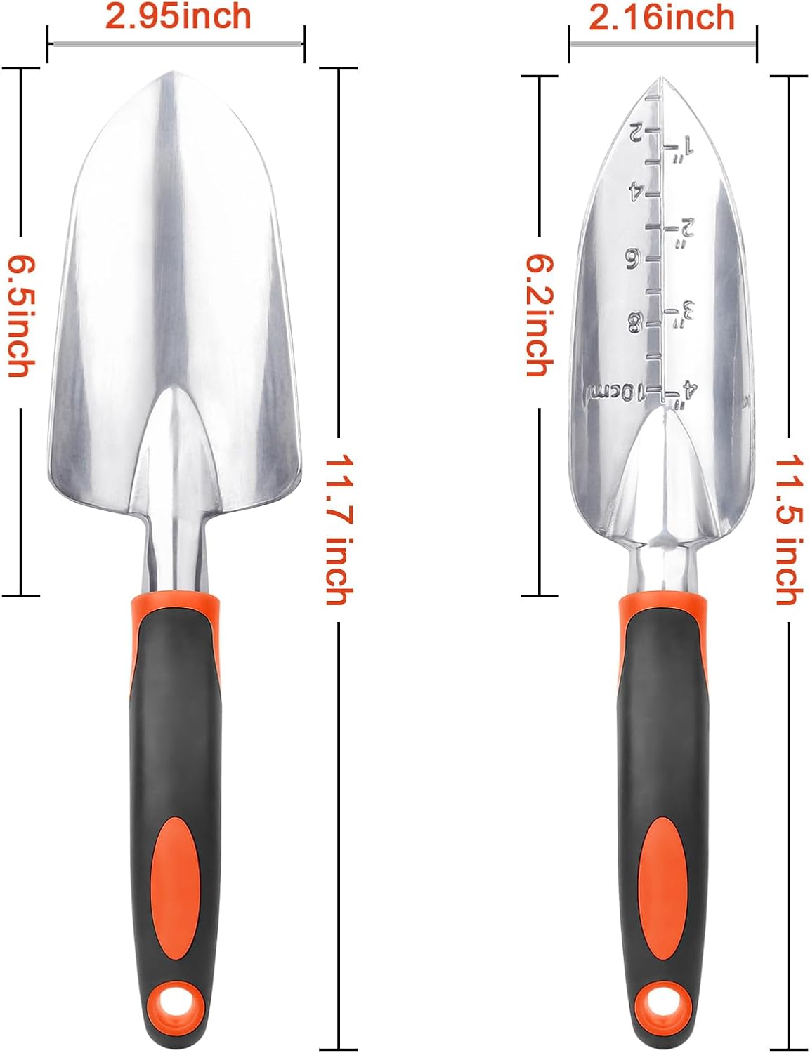 Garden Shovel Trowel Garden Tool Set, 2 Pack Heavy Duty Gardening Tools Set Include Wide Garden Trowel, Hand Shovel with Measurement Mark, Small Shovels for Gardening Digging Planting Transplanting