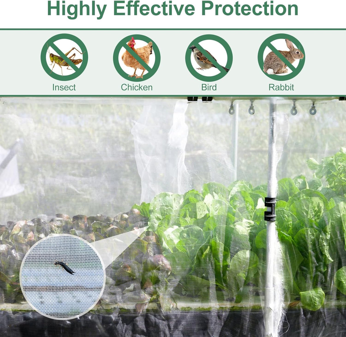 Garden Netting Pest Barrier 10 x 50FT Garden Mesh Netting Insect Netting Garden Neting for Raised Beds Garden Insect Barrier Plant Mesh Cover for Vegetable Flowers Fruits Plants Greenhouse