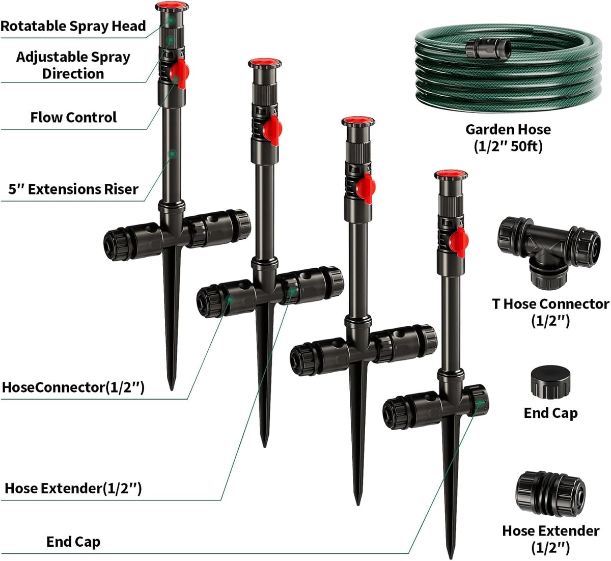 Flexible Sprinkler System, Above Ground DIY Irrigation Kit