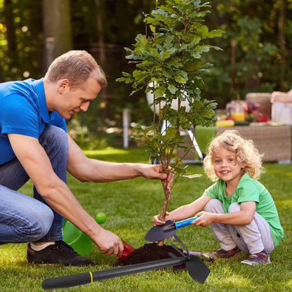 2-in-1 Manganese Steel Garden Hoe and Cultivator Hand Tool, Heavy Duty Weeding Hoe with 3-Tine Rake for Digging, Loosening Soil and Home Planting
