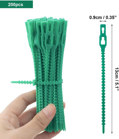 200 Pieces Adjustable Garden Plant Twist Ties, Reusable Green Ties Gardening Tie Plastic