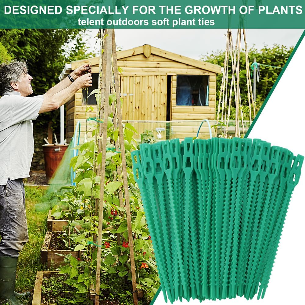200 Pieces Adjustable Garden Plant Twist Ties, Reusable Green Ties Gardening Tie Plastic