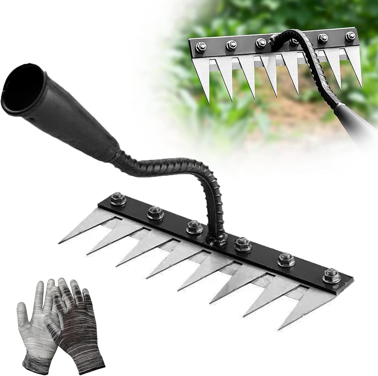 Weed Puller Tool - Iron Weeding Rake for Gardening and Weedings, 2026 Portable Duty Gardening Hand Weed Remover Tool, Upgraded 8 Teeths Garden Weedings Rakes for Lawn, Flower Beds & Soil Aeration