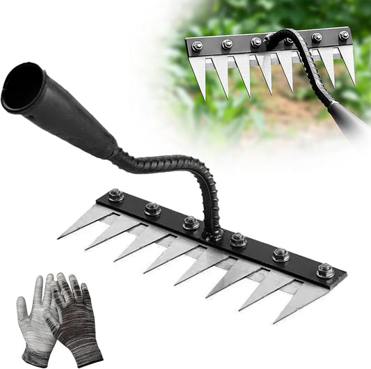 Weed Puller Tool - Iron Weeding Rake for Gardening and Weedings, 2026 Portable Duty Gardening Hand Weed Remover Tool, Upgraded 8 Teeths Garden Weedings Rakes for Lawn, Flower Beds & Soil Aeration