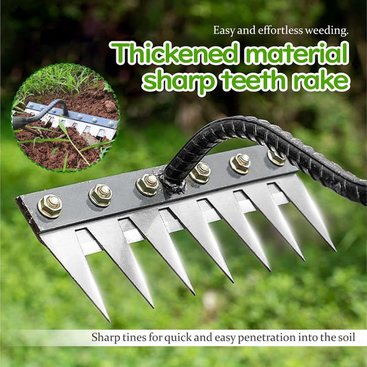 Weed Puller Tool - Iron Weeding Rake for Gardening and Weedings, 2026 Portable Duty Gardening Hand Weed Remover Tool, Upgraded 8 Teeths Garden Weedings Rakes for Lawn, Flower Beds & Soil Aeration