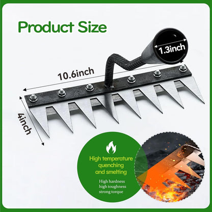 Weed Puller Tool - Iron Weeding Rake for Gardening and Weedings, 2026 Portable Duty Gardening Hand Weed Remover Tool, Upgraded 8 Teeths Garden Weedings Rakes for Lawn, Flower Beds & Soil Aeration