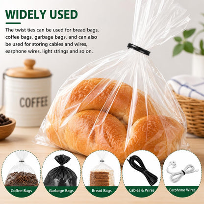 1000Pcs 4 Inch Plastic Twist Ties for Bags, Wire Cable Ties for Plants,Breads,Household and Office Use