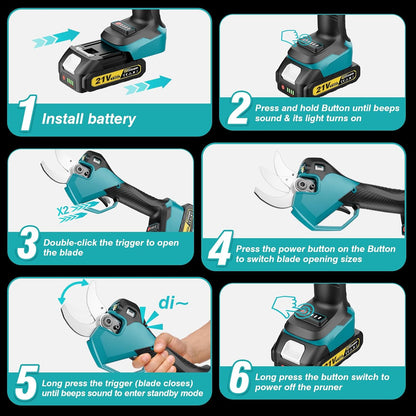 Electric Pruning Shears Cordless- Max 3.2in Opening Diameter with LED Light