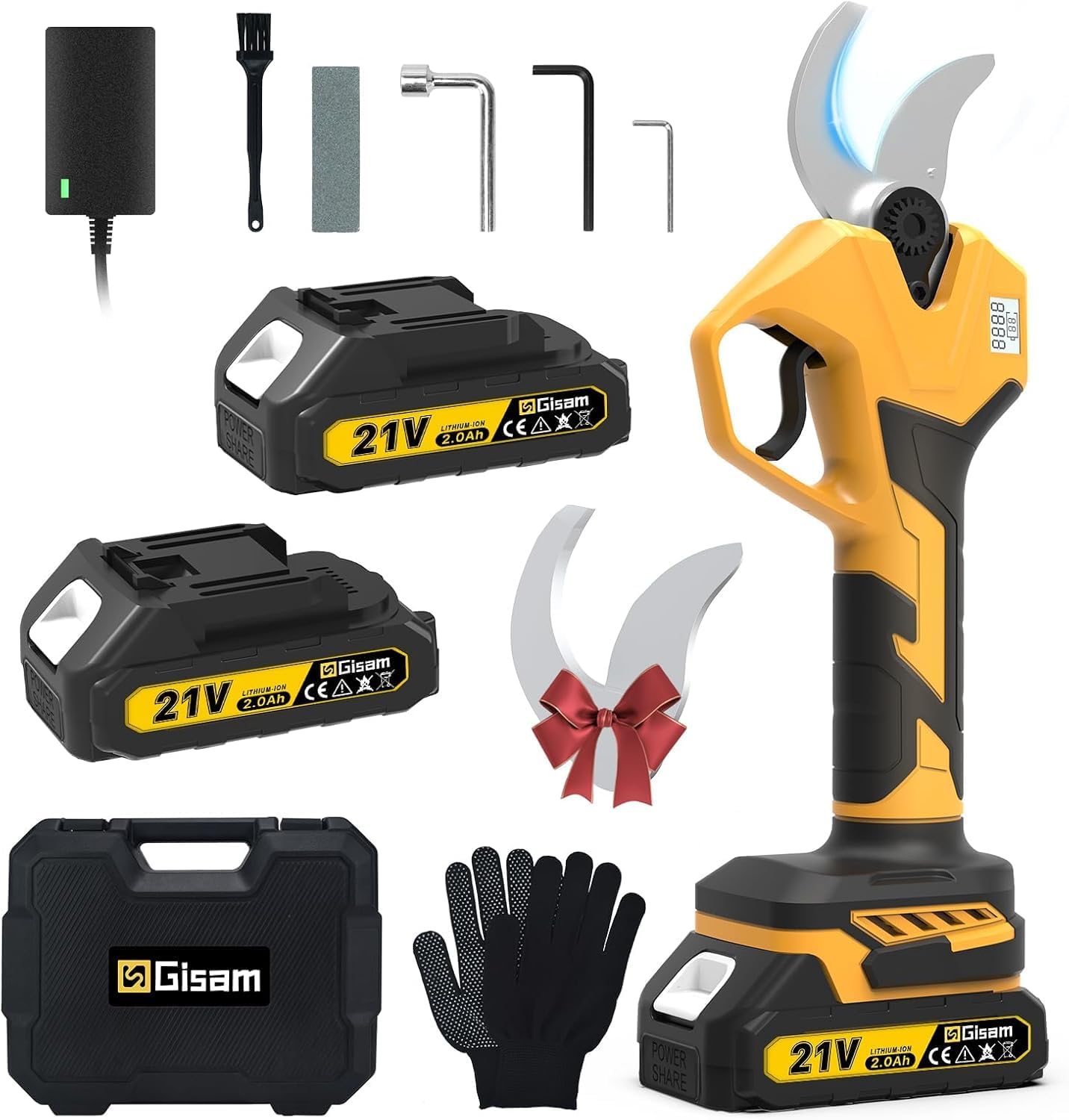 Electric Pruning Shears Cordless- Max 3.2in Opening Diameter with LED Light