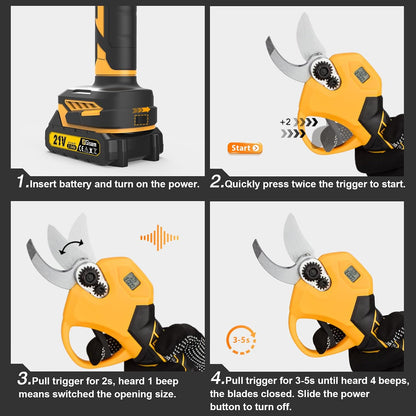 Electric Pruning Shears Cordless- Max 3.2in Opening Diameter with LED Light