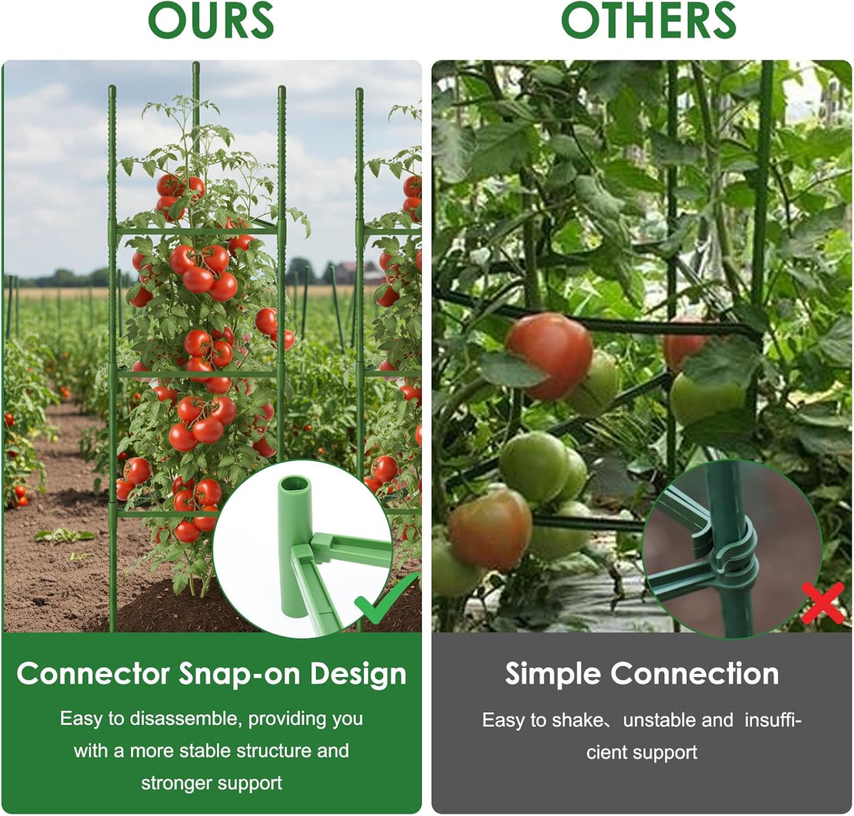 6 Pack Tomato Cage, 51.2 Inch Tall Adjustable Tomato Trellis