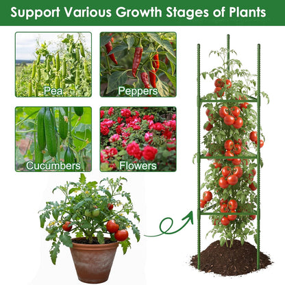 6 Pack Tomato Cage, 51.2 Inch Tall Adjustable Tomato Trellis